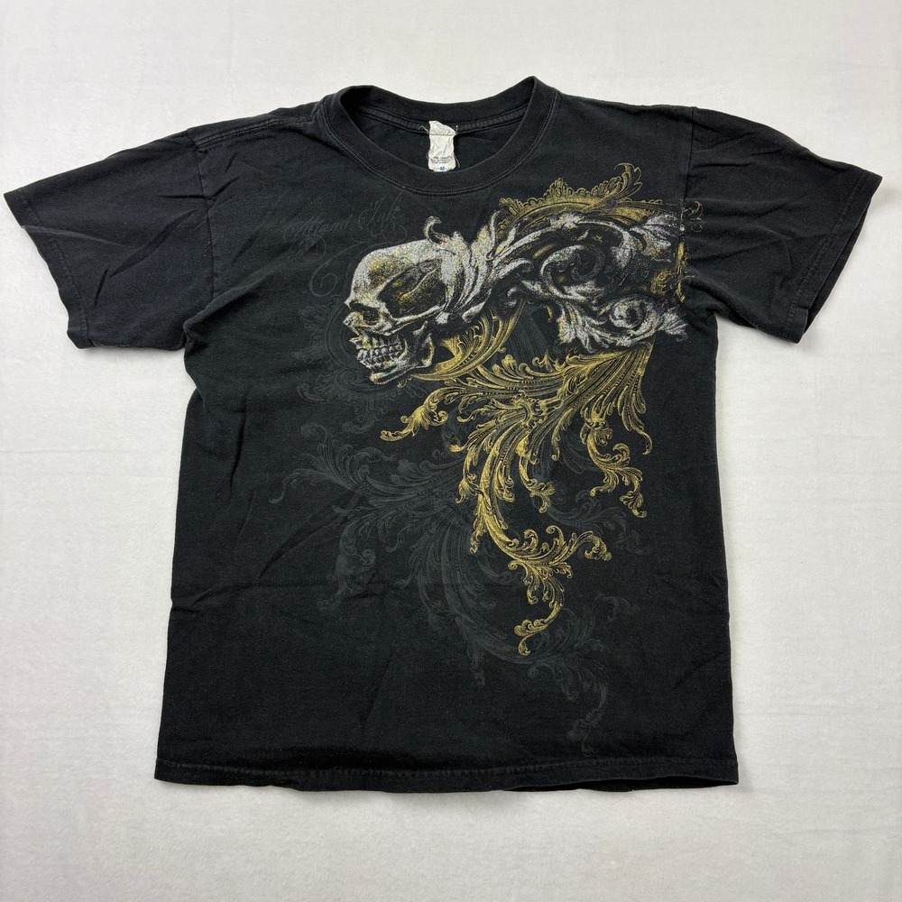 Miami Ink Mens Graphic T-Shirt Black Skull Filigree Tattoo Art Cotton Size M